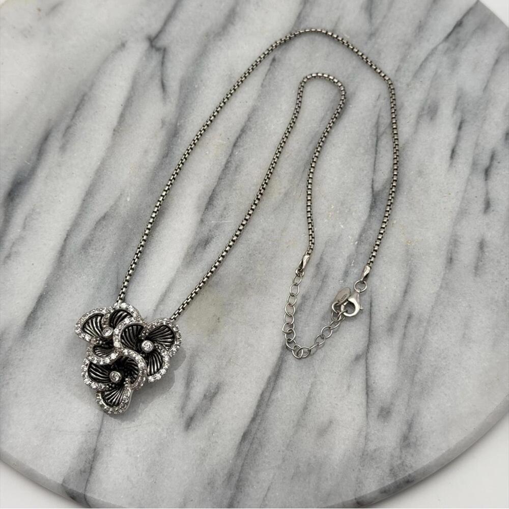 Tocara Sterling Silver Floral Necklace, Ring & Earrings Set – Made In Italy - Picture 6 of 8